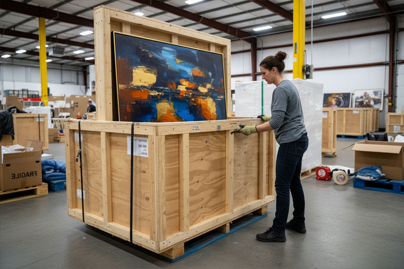 Custom wooden shipping crate for high-value item